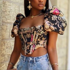 House of CB ISABELLA BROCADE JACQUARD TOP